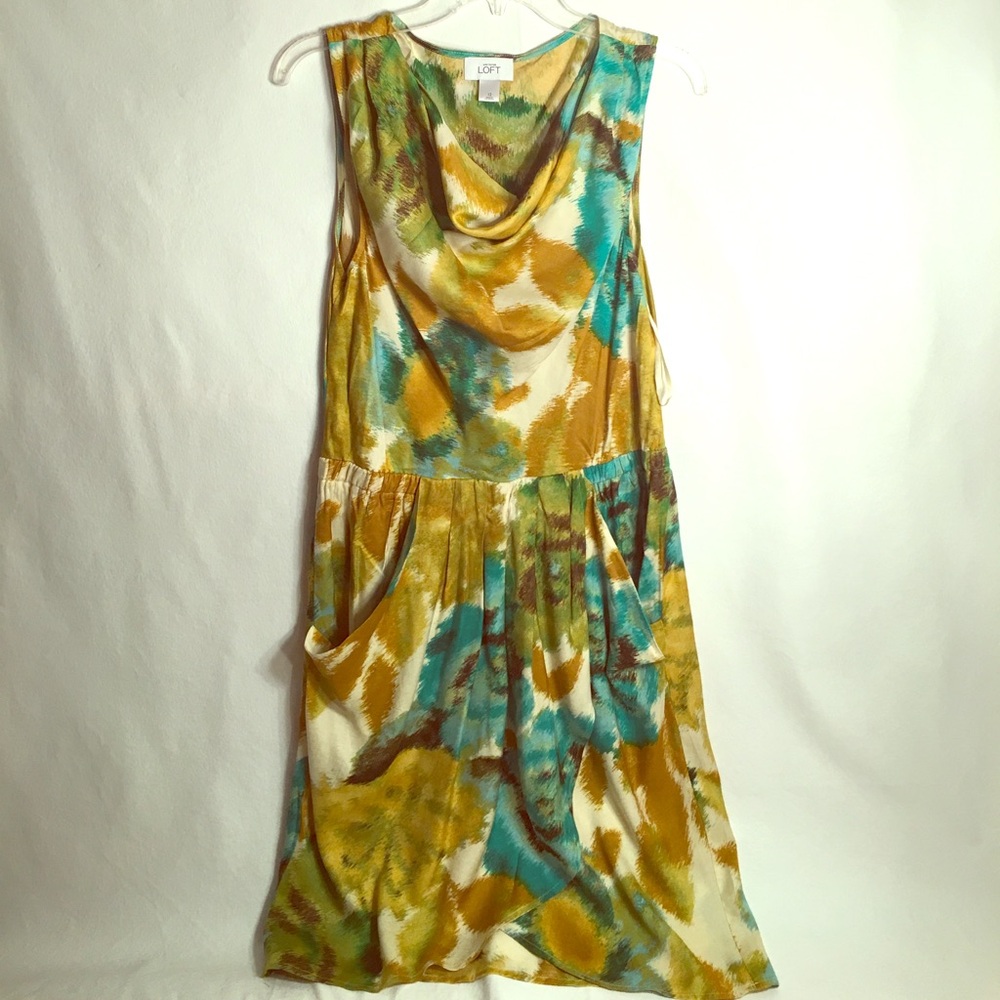 Ann Taylor Loft multicolored faux wrap dress